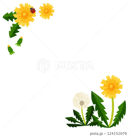 たんぽぽのフレームスクエア　水彩風手描きイラスト 124152079