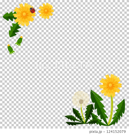 Dandelion frame square watercolor hand-drawn illustration 124152079