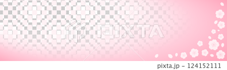 春の桜と和柄の横長のフレーム素材 ピンク 春の桜と和柄の横長のフレーム素材 ピンク 124152111