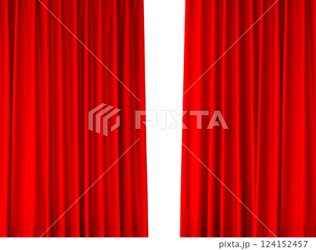Red stage curtain photo isolated on white background. Red stage curtain photo isolated on white background. 124152457