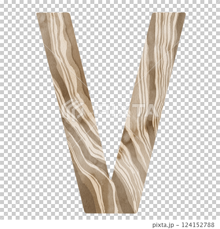 "V" Letter. Watercolor alphabet with wooden texture. Natural font for decorations, postcards, invitations. Perfect for scrapbooking, printing, education, services related to furniture or woodworking. "V" Letter. Watercolor alphabet with wooden texture. Natural font for decorations, postcards, invitations. Perfect for scrapbooking, printing, education, services related to furniture or woodworking. 124152788