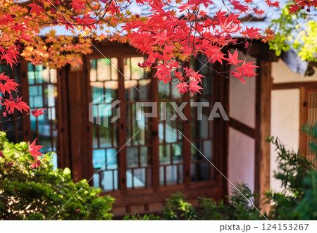 Bukchon Hanok village old traditional Korean architecture district and famous tourist destination in Seoul, South Korea Bukchon Hanok village old traditional Korean architecture district and famous tourist destination in Seoul, South Korea 124153267