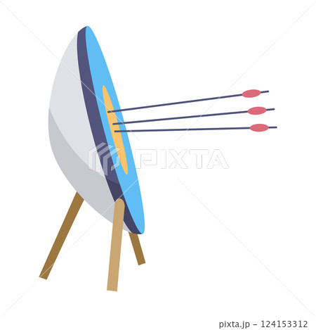 Archery practice or training. Successfully hitting the target. Vector artwork depict success, achievement or accomplishment 124153312