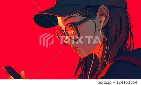 サングラスをかけた女性のイラスト素材 [124153654] - PIXTA