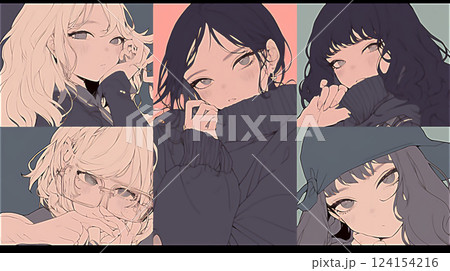 女子高生のイラストセット 124154216