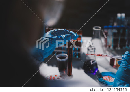 Researchers working in the clinical laboratory 124154556