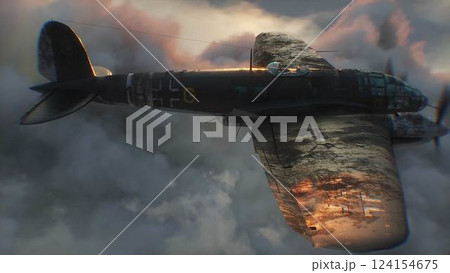 Heinkel He 111. German airliner and medium bomber. World War II. 3d rendering. 124154675