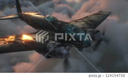 Heinkel He 111. German airliner and medium bomber. World War II. 3d rendering. 124154738