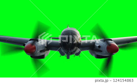Heinkel He 111. German airliner and medium bomber. World War II. Green screen isolate. 3d rendering. 124154863