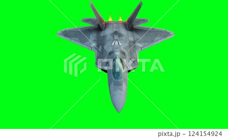 Military fighter jet F-22. green screen isolate. 3d rendering. 124154924