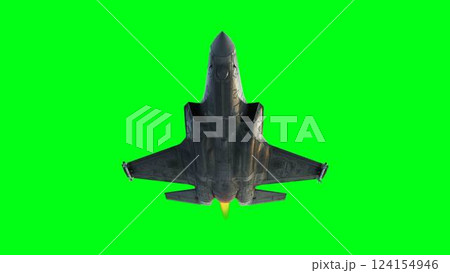 Military fighter jet F-35. green screen isolate. 3d rendering. 124154946