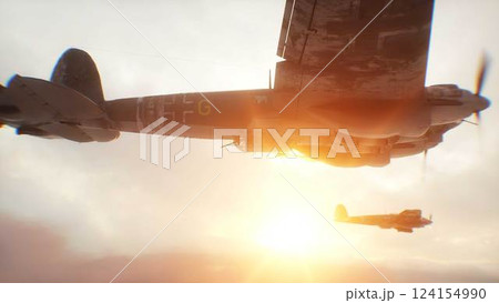Heinkel He 111. German airliner and medium bomber. World War II. 3d rendering. 124154990
