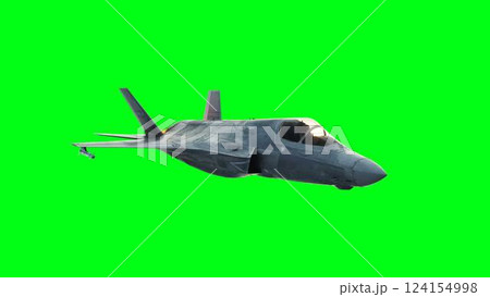 Military fighter jet F-35. green screen isolate. 3d rendering. Military fighter jet F-35. green screen isolate. 3d rendering. 124154998