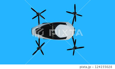 flying copter car, drone. future concept. Green screen isolate. 3d rendering. 124155028