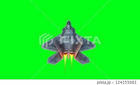 Military fighter jet F-22. green screen isolate. 3d rendering. Military fighter jet F-22. green screen isolate. 3d rendering. 124155081