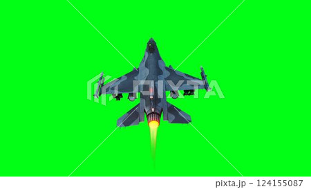 Military fighter jet F-16. green screen isolate. 3d rendering. 124155087