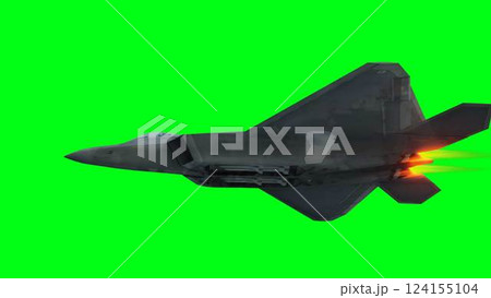 Military fighter jet F-22. green screen isolate. 3d rendering. Military fighter jet F-22. green screen isolate. 3d rendering. 124155104