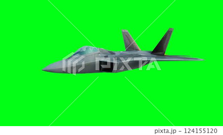 Military fighter jet F-22. green screen isolate. 3d rendering. Military fighter jet F-22. green screen isolate. 3d rendering. 124155120