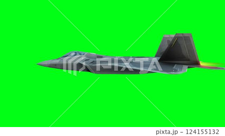 Military fighter jet F-22. green screen isolate. 3d rendering. 124155132