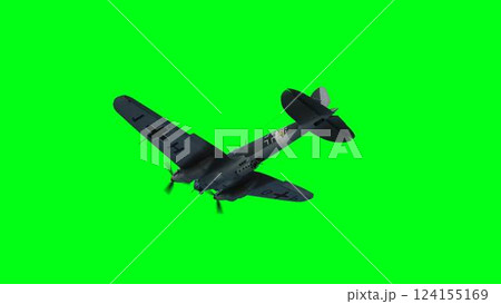 Heinkel He 111. German airliner and medium bomber. World War II. Green screen isolate. 3d rendering. 124155169