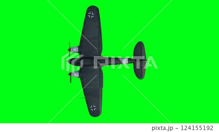 Heinkel He 111. German airliner and medium bomber. World War II. Green screen isolate. 3d rendering. 124155192