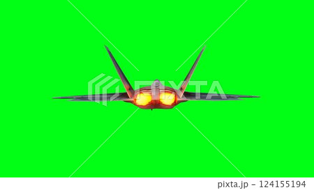 Military fighter jet F-22. green screen isolate. 3d rendering. 124155194