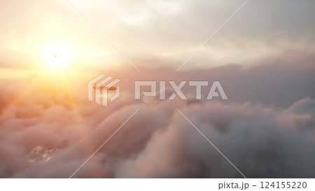 military nuclear missile fly over clouds. 3d rendering. 124155220
