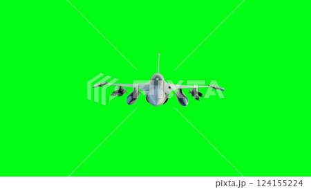 Military fighter jet F-16. green screen isolate. 3d rendering. 124155224
