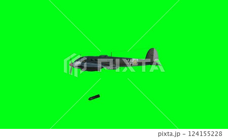 Heinkel He 111. German airliner and medium bomber. World War II. Green screen isolate. 3d rendering. 124155228