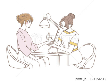 エステでネイルケアを受けている女性 124156515