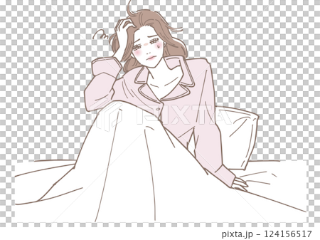 一名睡眠不足且難以醒來的女性 一名睡眠不足且難以醒來的女性 124156517