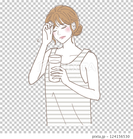 Illustration of a woman who is not feeling well 124156530
