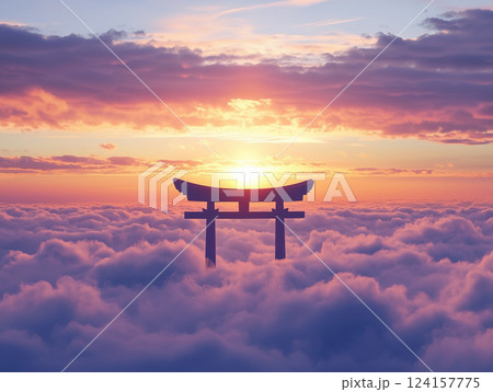 雲海の上の神社 天界のイメージ 雲海の上の神社 天界のイメージ 124157775