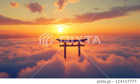 雲海の上の神社　天界のイメージ 124157777