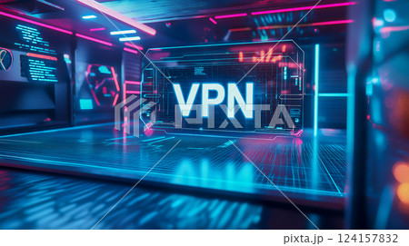未来的なサイバーセキュリティ空間でのVPN保護 未来的なサイバーセキュリティ空間でのVPN保護 124157832