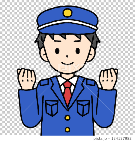 A male security guard is doing a fist pump A male security guard is doing a fist pump 124157982
