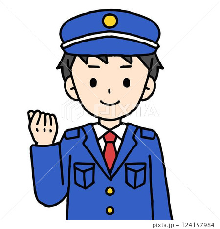 警備員の男性がガッツポーズをしている 警備員の男性がガッツポーズをしている 124157984