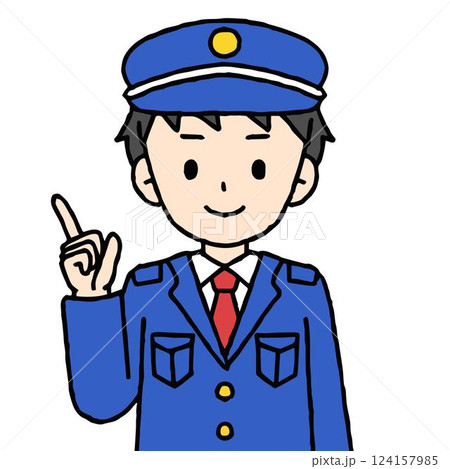 警備員の男性が指差ししている 警備員の男性が指差ししている 124157985