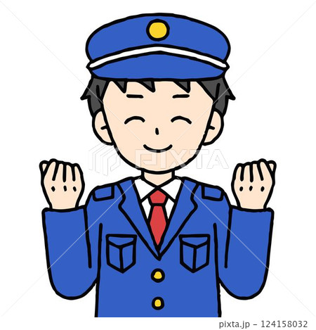 警備員の男性がガッツポーズをしている 124158032