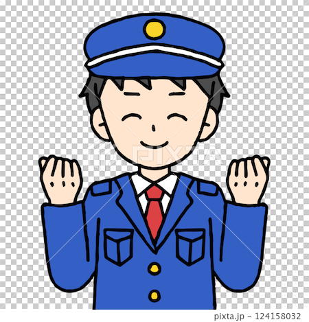 警備員の男性がガッツポーズをしている 124158032