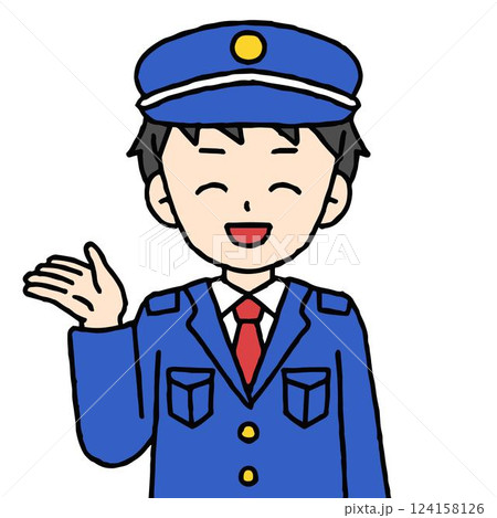 警備員の男性が案内をしている 124158126