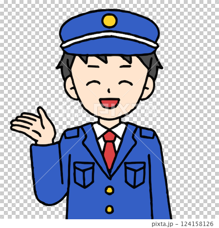 警備員の男性が案内をしている 124158126