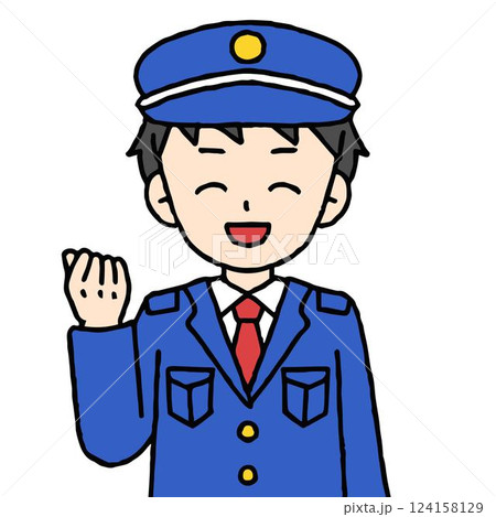警備員の男性がガッツポーズをしている 124158129