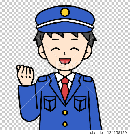 警備員の男性がガッツポーズをしている 124158129