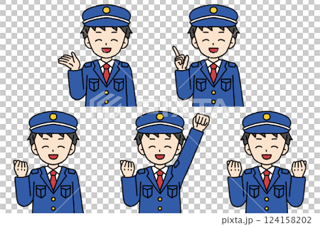 Security guard male pose set Security guard male pose set 124158202