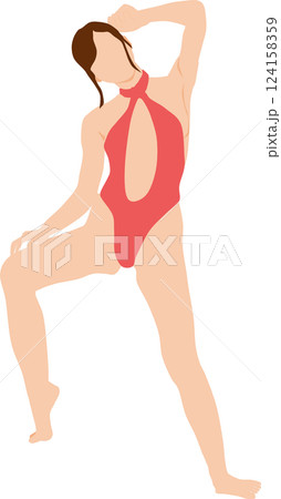 ポーズをとる水着を着た女性のイラスト ポーズをとる水着を着た女性のイラスト 124158359