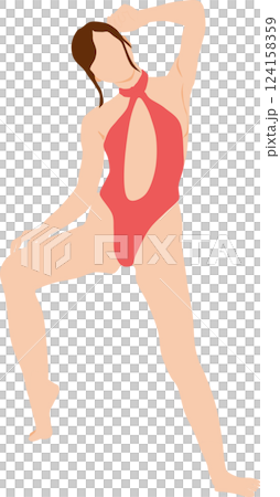 ポーズをとる水着を着た女性のイラスト ポーズをとる水着を着た女性のイラスト 124158359