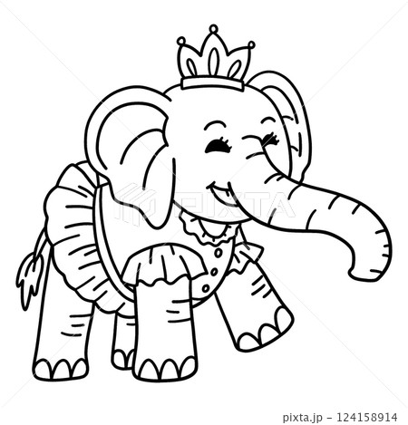 Princess Elephant Isolated Coloring Page for Kids Princess Elephant Isolated Coloring Page for Kids 124158914