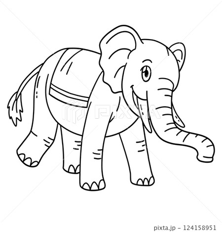 Playing Elephant Isolated Coloring Page for Kids  124158951
