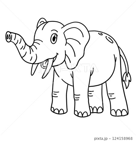 Happy Elephant Isolated Coloring Page for Kids Happy Elephant Isolated Coloring Page for Kids 124158968